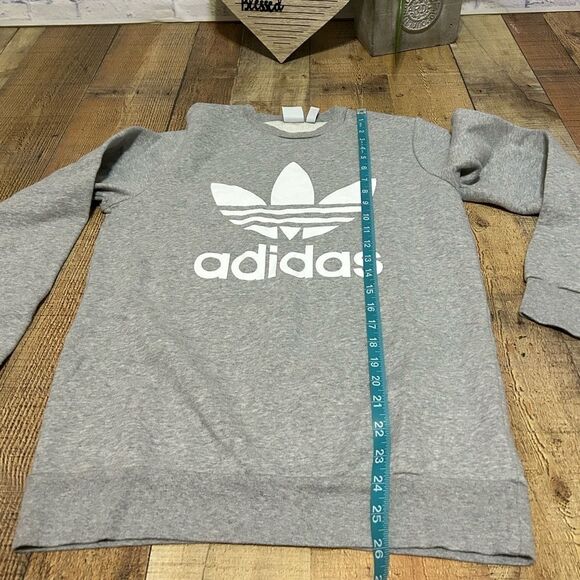 adidas Logo Graphic Sweatshirt XL 15/16 Fleece Grey/White Trefoil Logo - Picture 9 of 11